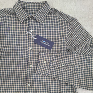 NEW Vineyard Vines Shirt Brushed Twill Plaid On The Go OTG Green Small Button Up